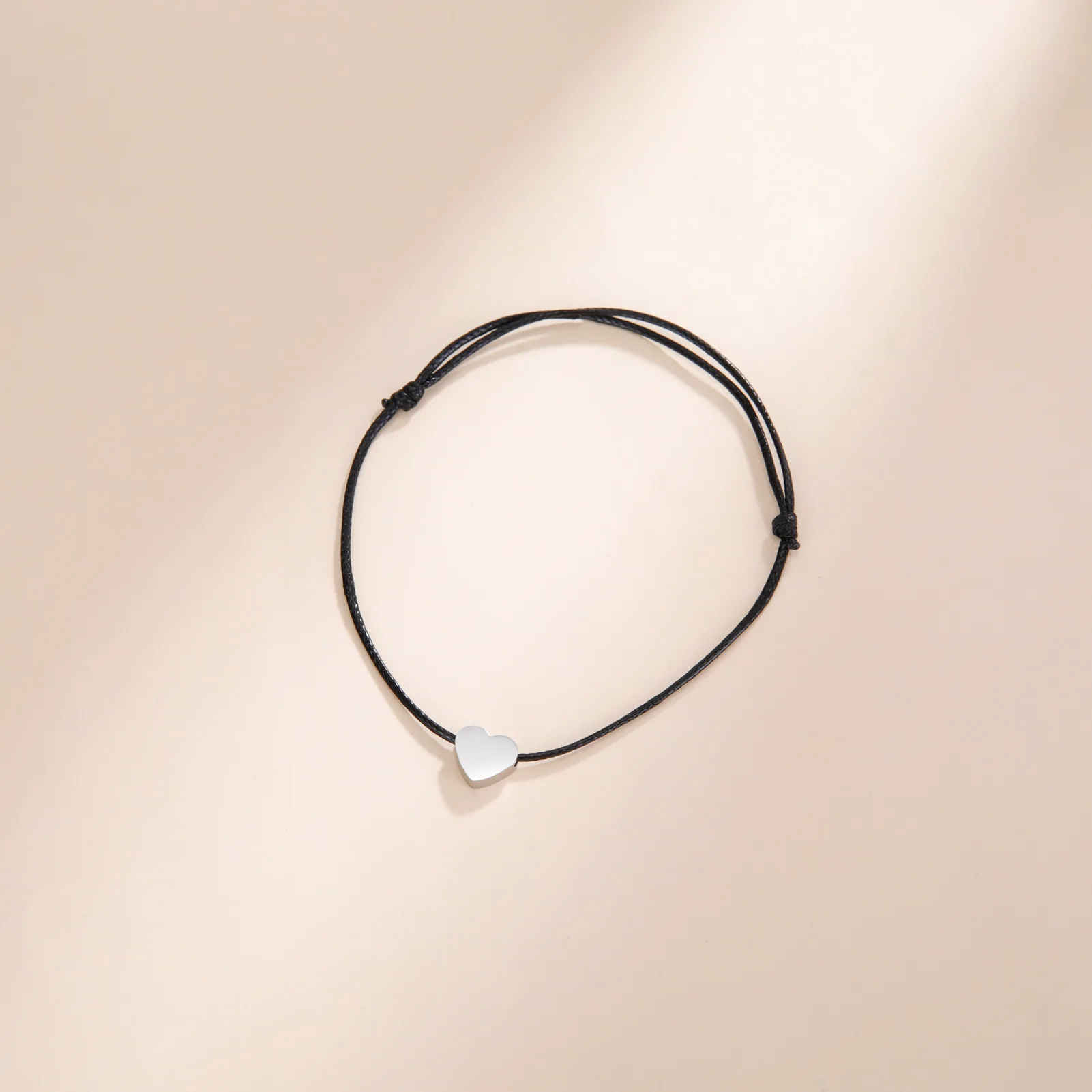 Ручной работы Регулируемый Красный Черный нитка очарование серебро 18K позолоченный браслет из нержавеющей стали сердце ювелирные изделия для женщин