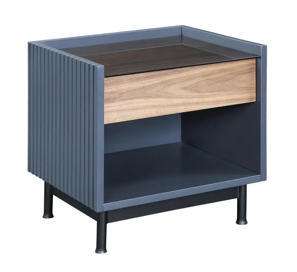 Modern style bedroom furniture glass top storage bedside corner nightstand small side table with a drawer