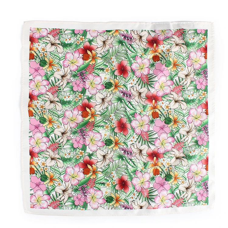 Dacheng Wholesale Chiffon Flower Pattern Printed Handkerchief Silk Pocket Square