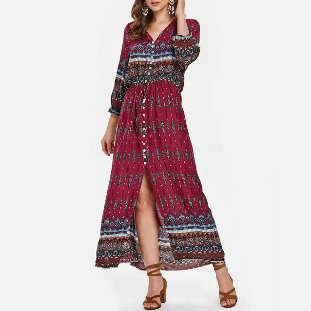 Clothing Manufacturers Customized Womens Dresses Cotton Boho Maxi Long Dress Women