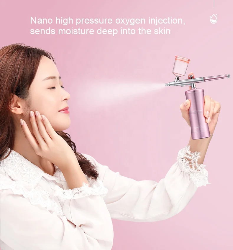 Oxygen Injector Mini Air Compressor Kit Air-Brush Paint Spray Gun Airbrush For Nail Art Tattoo Craft Cake Nano Fog Mist Sprayer