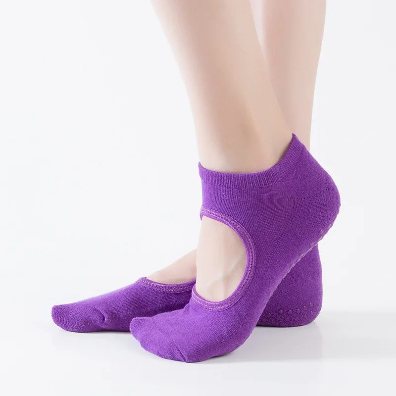 KTS- 705-2 Women Backless Terry Loop Yoga Silicone Grips Anti-slip Socks&Hosiery for Pilates Barre Ballet Dance Sports Exercise