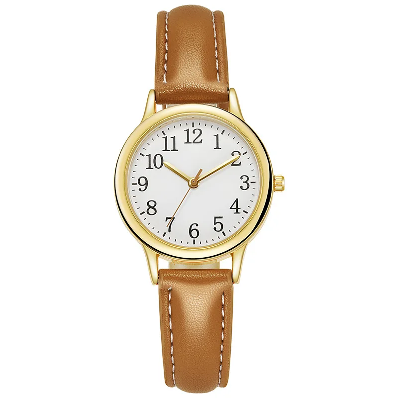 Big Leather Band Number Dial Lady Quartz Watch Women Wrist Watches 5 Colors Wholesale