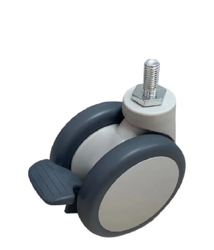 Plastic Double Wheel Central Locking threaded shaft parts casters hospital trolley wheel caster high end big caster wheel