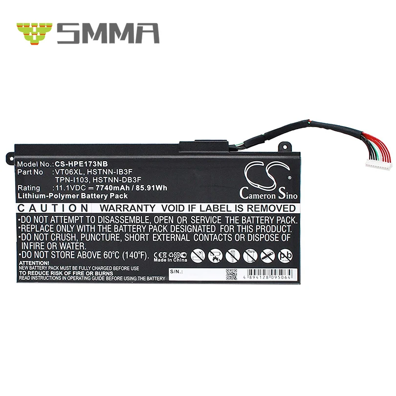 11.1V 86Wh VT06XL Replacement Battery for HP Envy 17-3000 17T-3000 Series TPN-I103 HSTNN-IB3F VT06 VT06086XL 657240-171