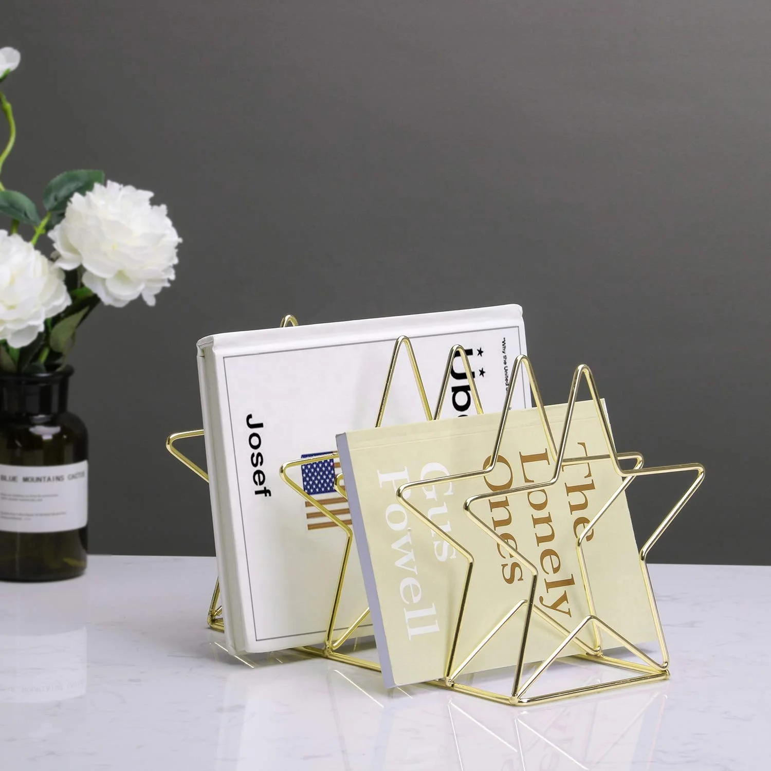 Modern Metal Iron Display 5 Slot Magazine Holder File Sorter Office Accessories Desk Organizer