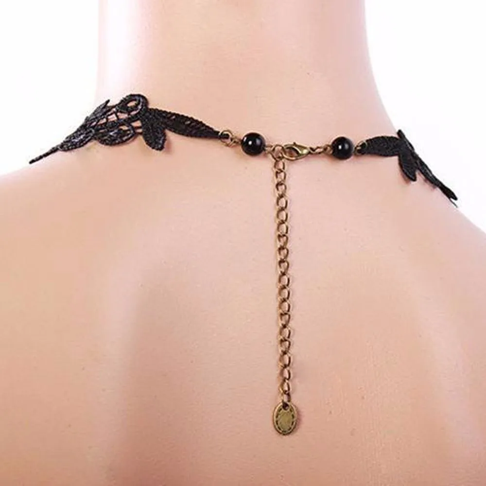 2019 wholesale 1PC Women Black Lace & Beads Choker Victorian Steampunk Style Gothic Collar Necklace Gift for Women