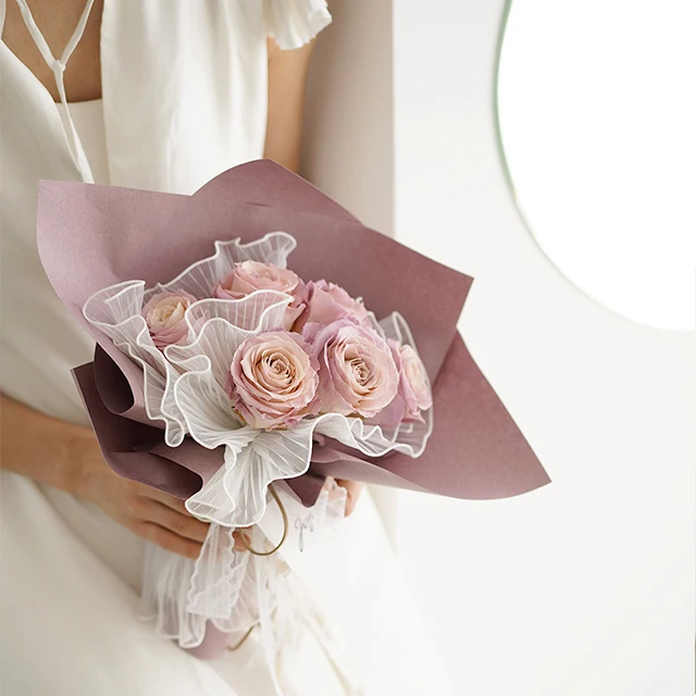 Wholesale floral bouquet wrap china packing solid colors korean style waterproof unique flowers wrapping paper packaging