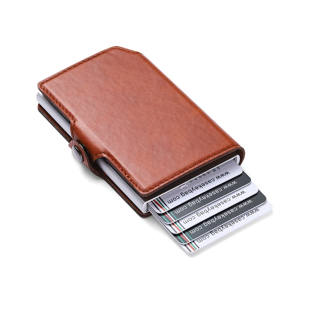 Personalized Gift Slim Minimalist Pop Out Leather Wallet Anti-rfid Pop Out Card Holder Case Billetera De Hombre Con Tarjetero