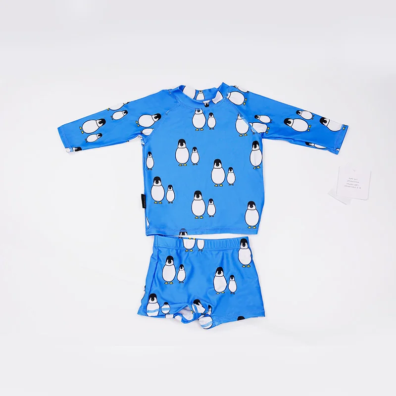 1-9 years old boys surfing swimsuit custom sun protection summer long sleeve shirts 2 pieces bathing suit swimwear