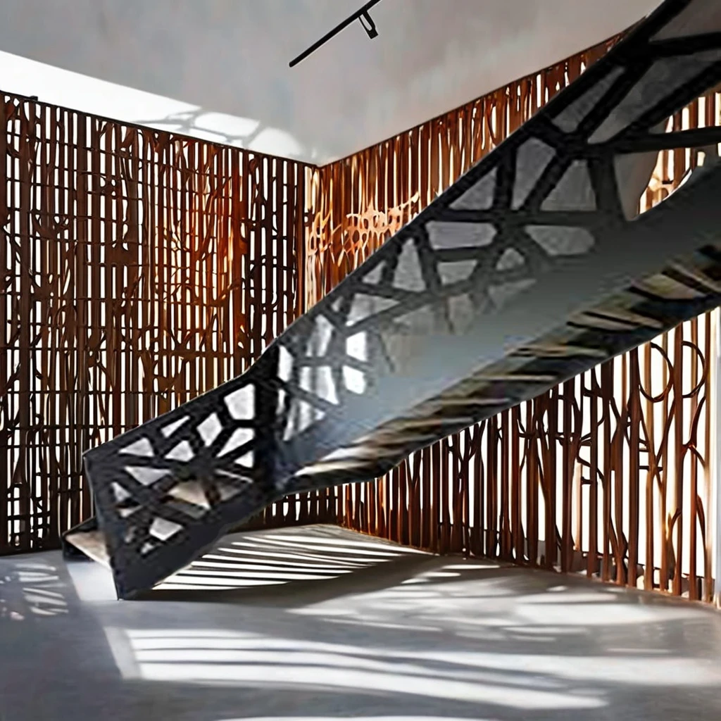 Elegant Laser Cut Metal Security Fence Hot Sale Home Use Stainless Steel Frame Outdoor Spaces Stairs Balconies Factory