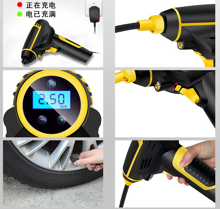 Handheld intelligent digital display with lights Car Wireless Inflatable pump Portable tire pump Inflator