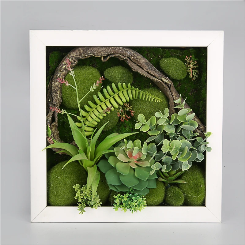 High Simulation Mini Frame Ornaments Artificial Plants Wall Frame Artificial Succulents Plants