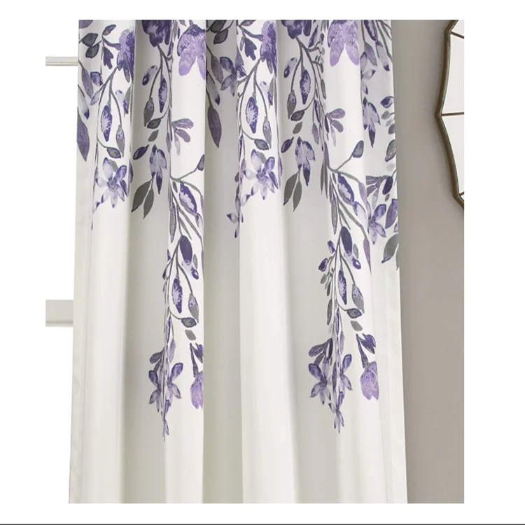 Прозрачная занавеска для окна с принтом фиолетовых цветов, уникальный дизайн