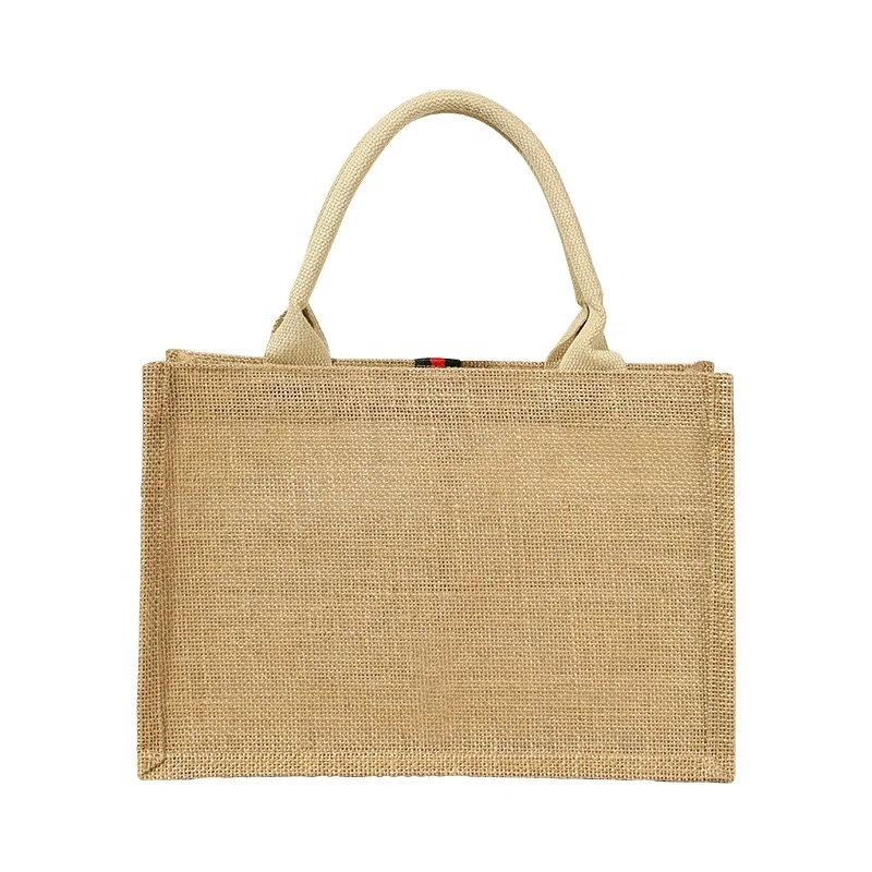 Custom Natural Eco-friendly Tote Bag Large Capacity Handbag Multi-functional Jute Luxury Bag