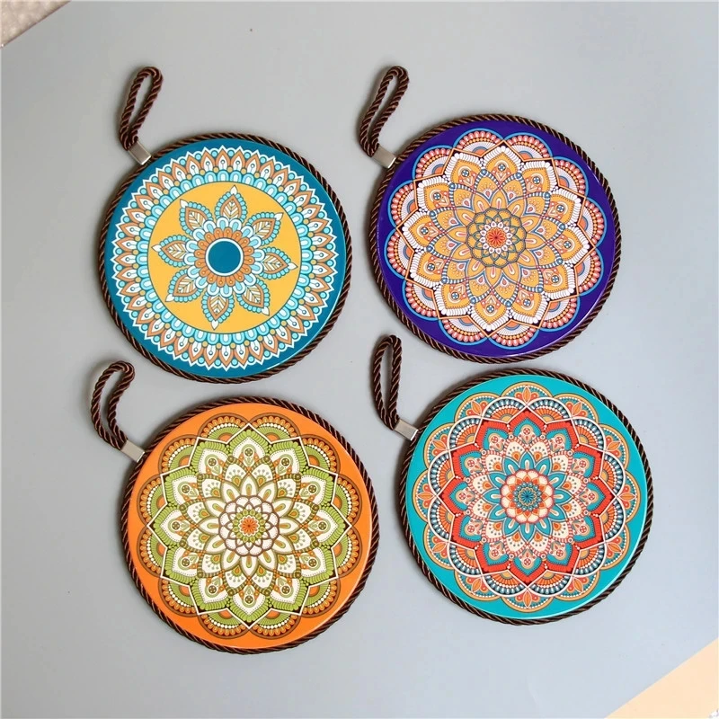 Household Heat Resistant Pot Mat Dinner Plate Trivet Mat European Table Anti-Scalding Pot Ceramic Table Mat Coaster With Cork