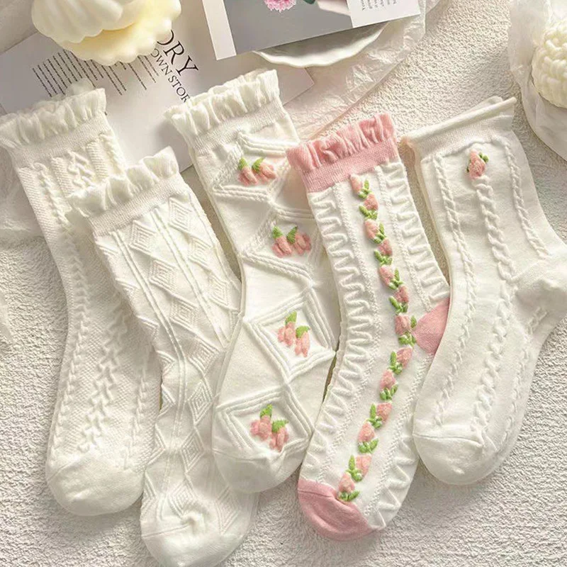Новые модные короткие носки с розовым цветочным узором высококачественные хлопковые индивидуальным дизайном Лидер продаж жаккардовые дизайнерские