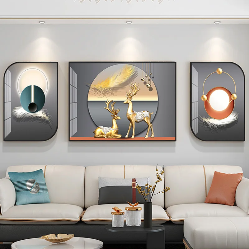Современные Художественные товары для дома домашний декор роскошный Натюрморт гостиной набор из трех картин хрустального фарфора