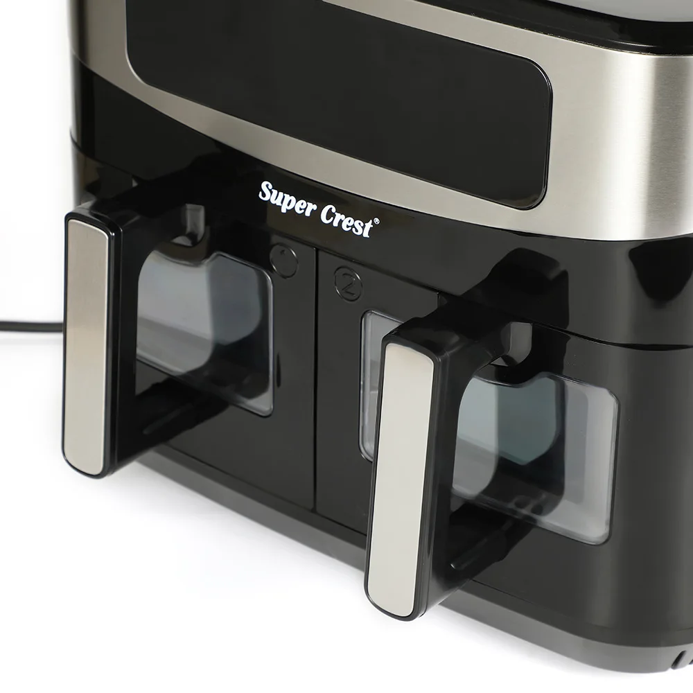Hot selling healthy low fat oil free 6L+6L double door metal high-end products black air fryer