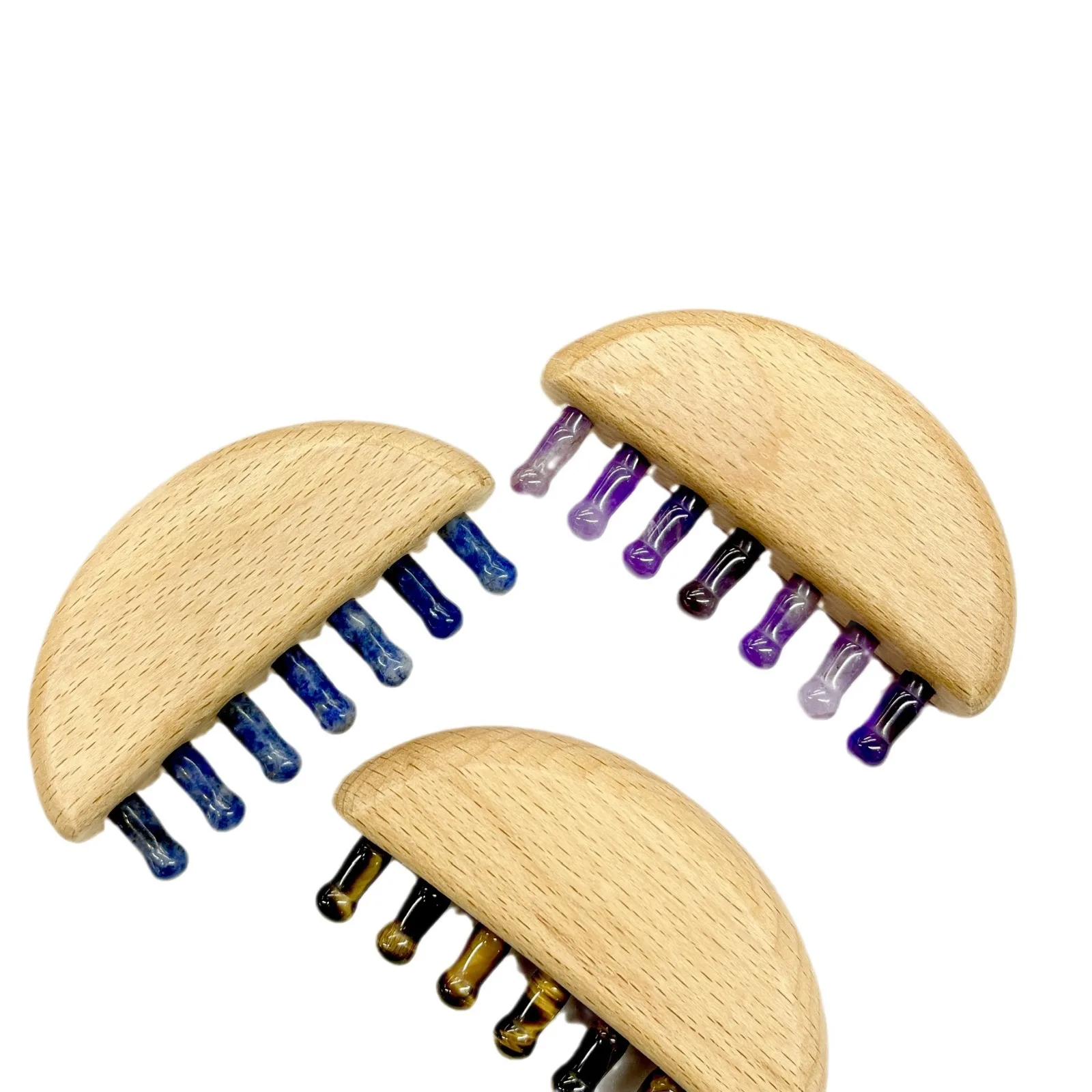 Jade Comb for Head Massage Natural Guasha Stone Scraping Hair Comb Scalp Care Massage Tool Spa Acupuncture Relaxation