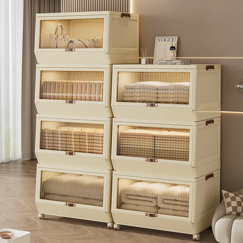 2024 Household Luxury Classic Design Foldable Plastic Storage Box with Handles Space Saving & Lock