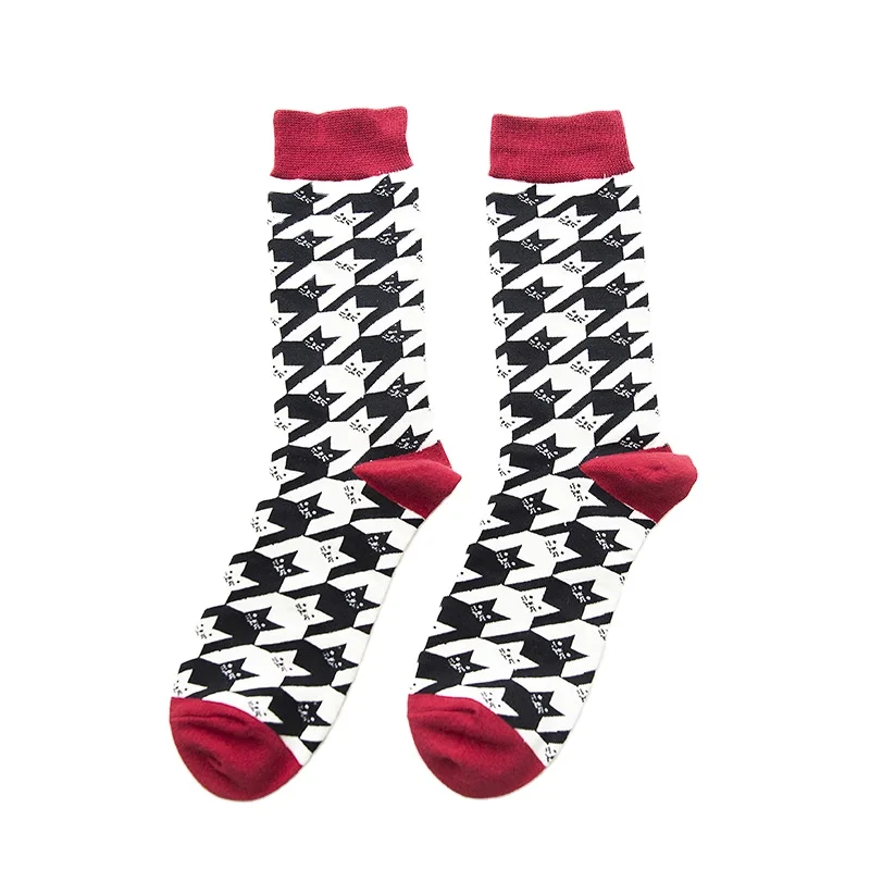 Amazon Hot Sale Colorful Happy Cat Light Puzzle Socks Imported from China