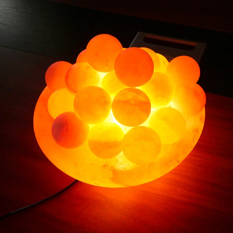 Extra Large Dimmable Himalayan Fire Bowl Salt Lamp with 25 Massage Balls Premium Quality Authentic