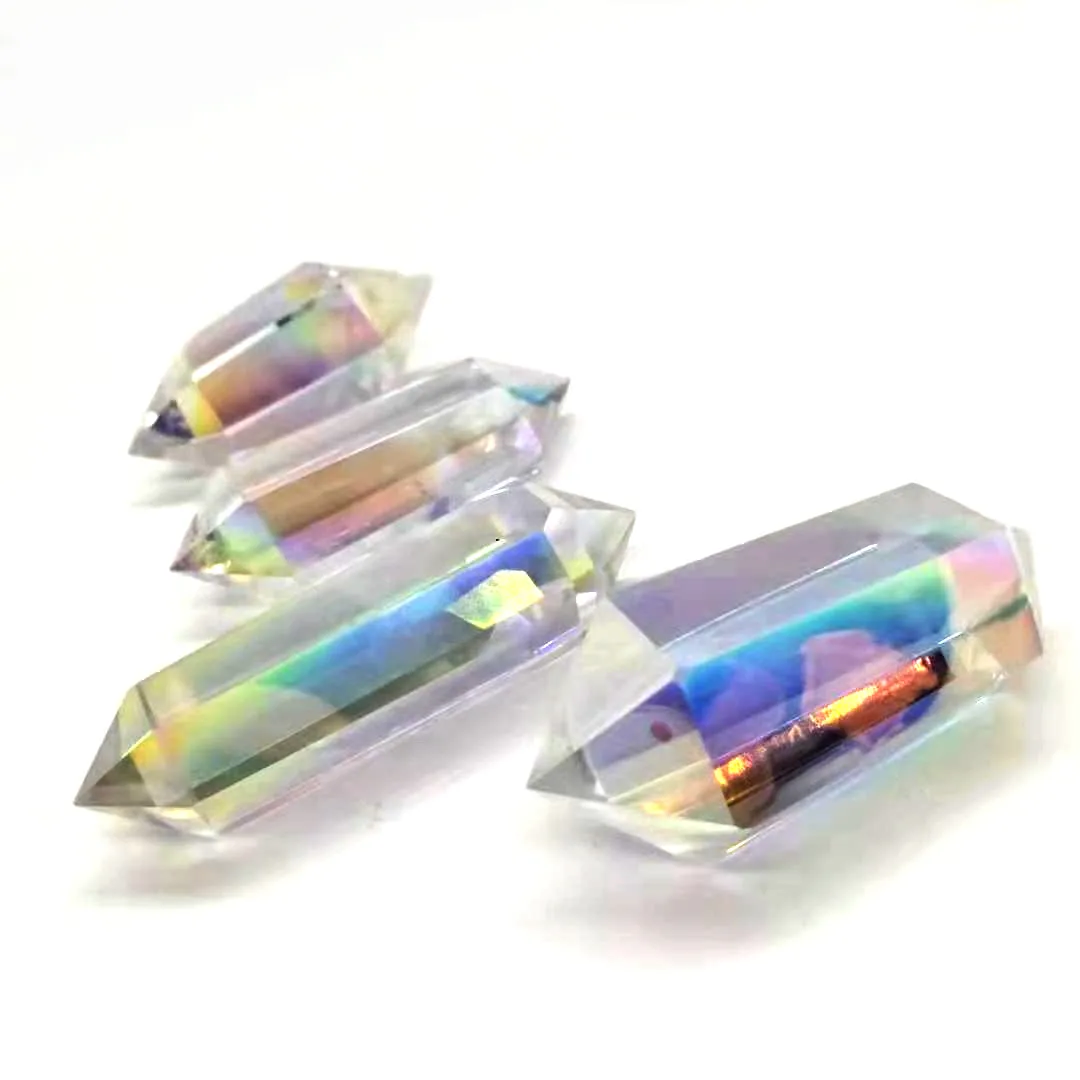 
Polished healing tower double angel aura quartz crystal point for wedding souvenir 