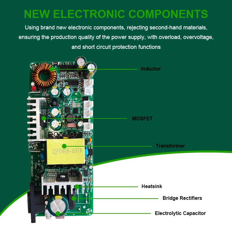 Hot 15V 7A 105W AC DC Switching Power Supply Single Power Supply Board For Amplifiers Speakers