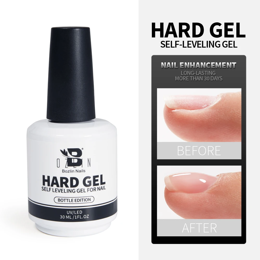 Professional Nail Polish Supplier BOZLIN 30ml Clear Color Soak Off UV LED Hard Nail Polish Hard Gel