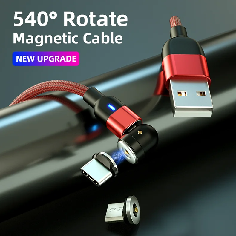  540 degree rotating 2A fast magnetico charger 3 in 1 magnetic charging data cable For