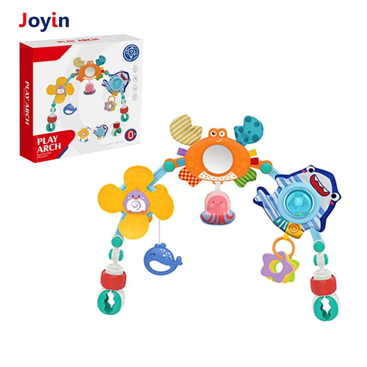 Baby Stroller Toy Crib Accessory & Pram Activity Bar Toy with Ocean Doll ,Travel Arch Bassinet Toy for Infant & Toddlers