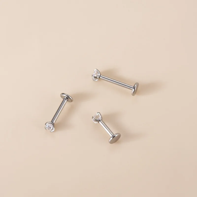 ASTM F136 Titanium Internally Cross Threaded Labret Stud Fine Ear Cartilage Piercing Body Jewelry