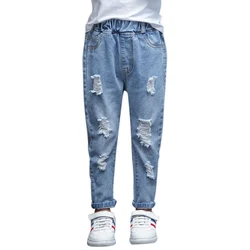 Детская одежда, новые осенние джинсы для девочек, детские брюки с дырками