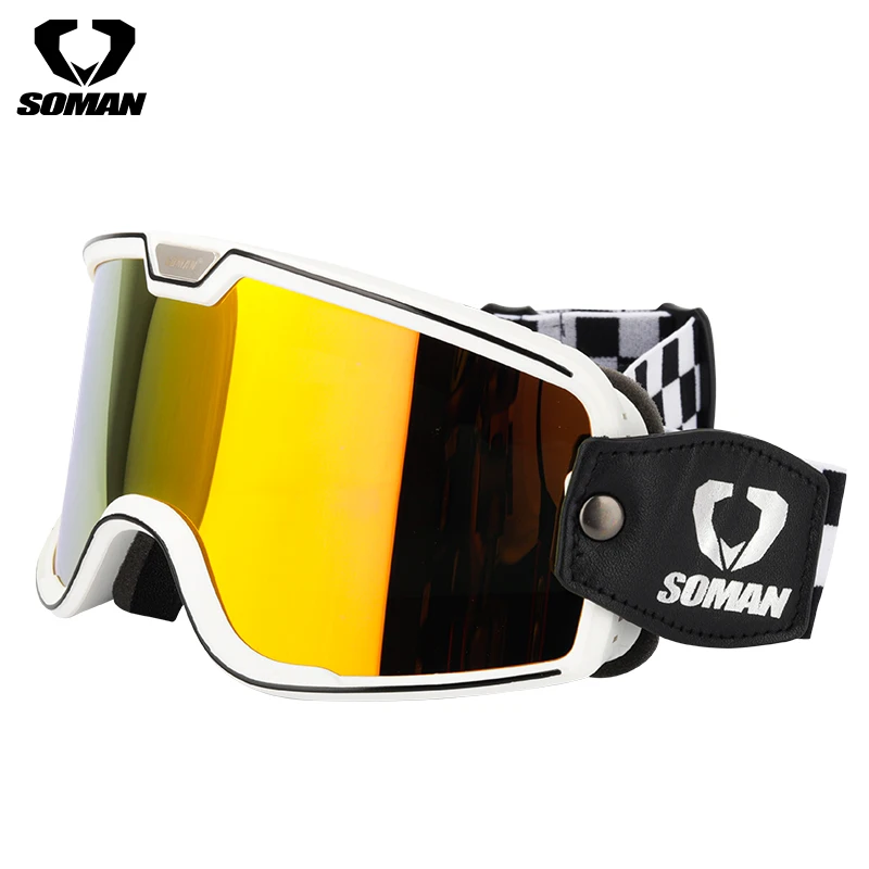 Soman T5 Leather Motor Cycle Goggles Retro Vintage Motocross Gafas Factory Price Wholesale Protective Shields