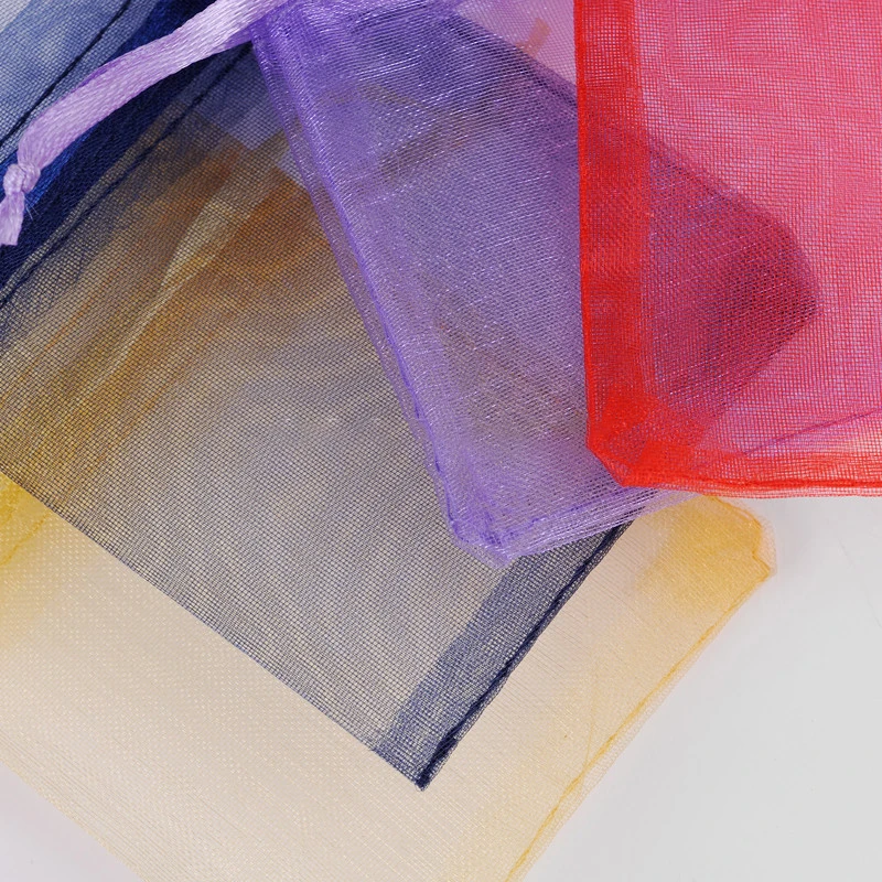 Wholesale 24 Colors Different Size Organza Bags Women Makeup Jewelry Gift Drawstring Organza Bag With Customized Logo