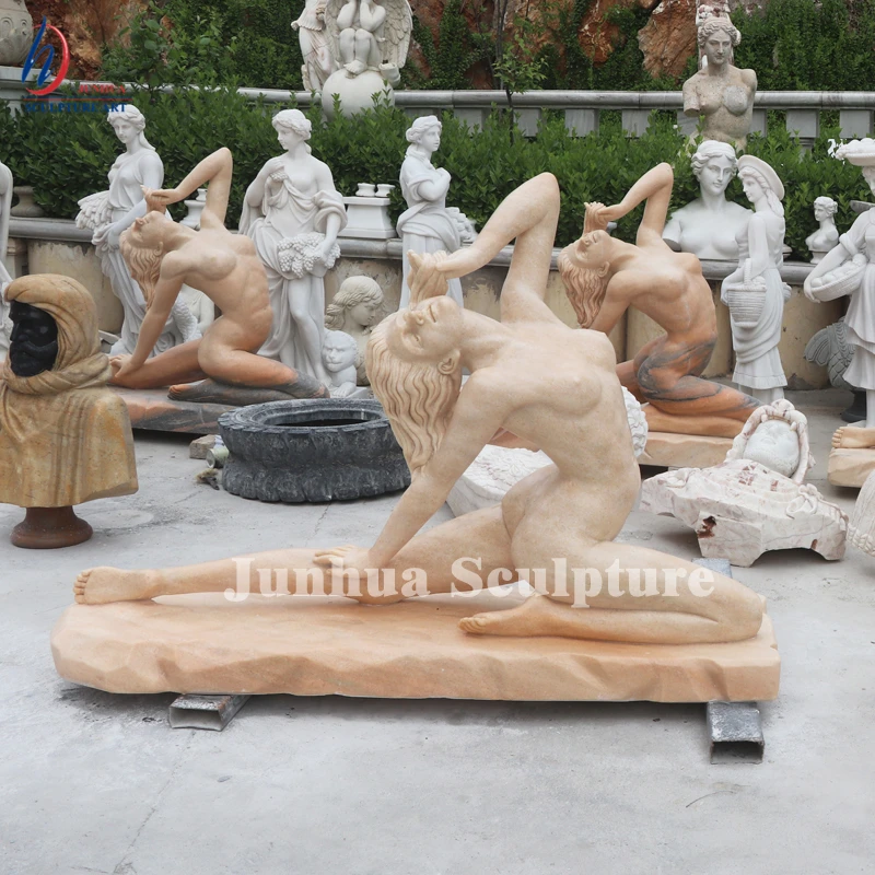 Modern Life Size Natural Marble Yoga Lady Statue Sculpture For Garden Decoration
