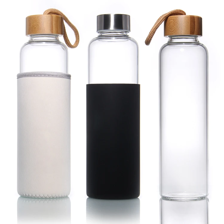 Top Quality 0.5L 1L Transparent Blue Thick Hard Unbreakabel Borosilicate Material Espresso Coffee Drinking Bottles For Tea Bever