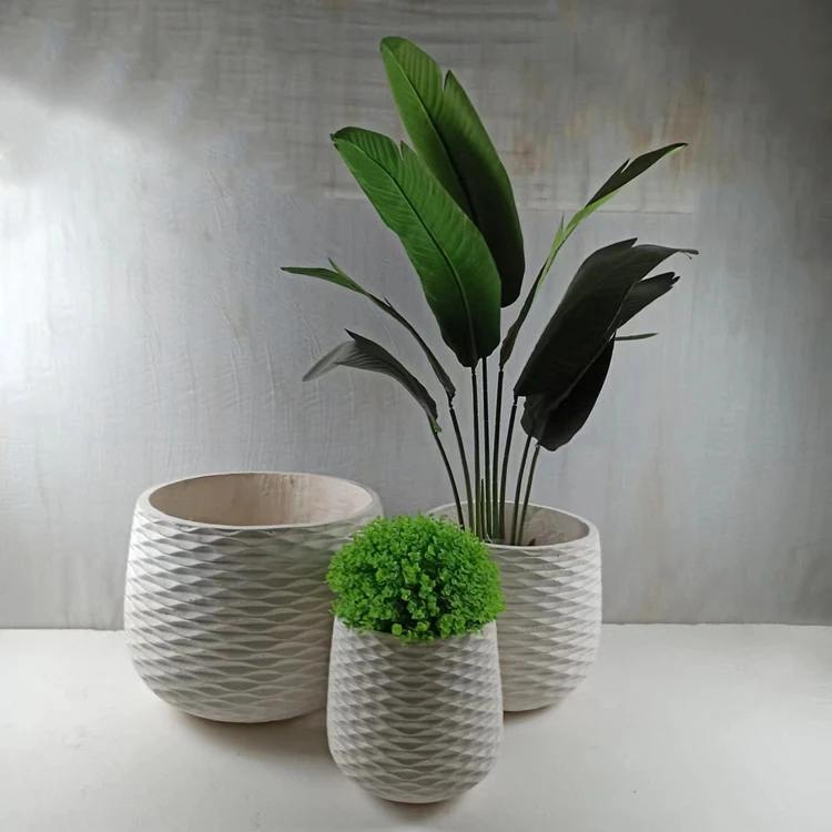 BRICE New design  home modern balcony decoration larger fiber clay pot floor big planter flower pots