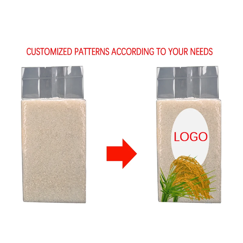 Printed food vacuum packaging plastic Pouch PET transparent plastic rice vacuum bags 1KG-5kg rice