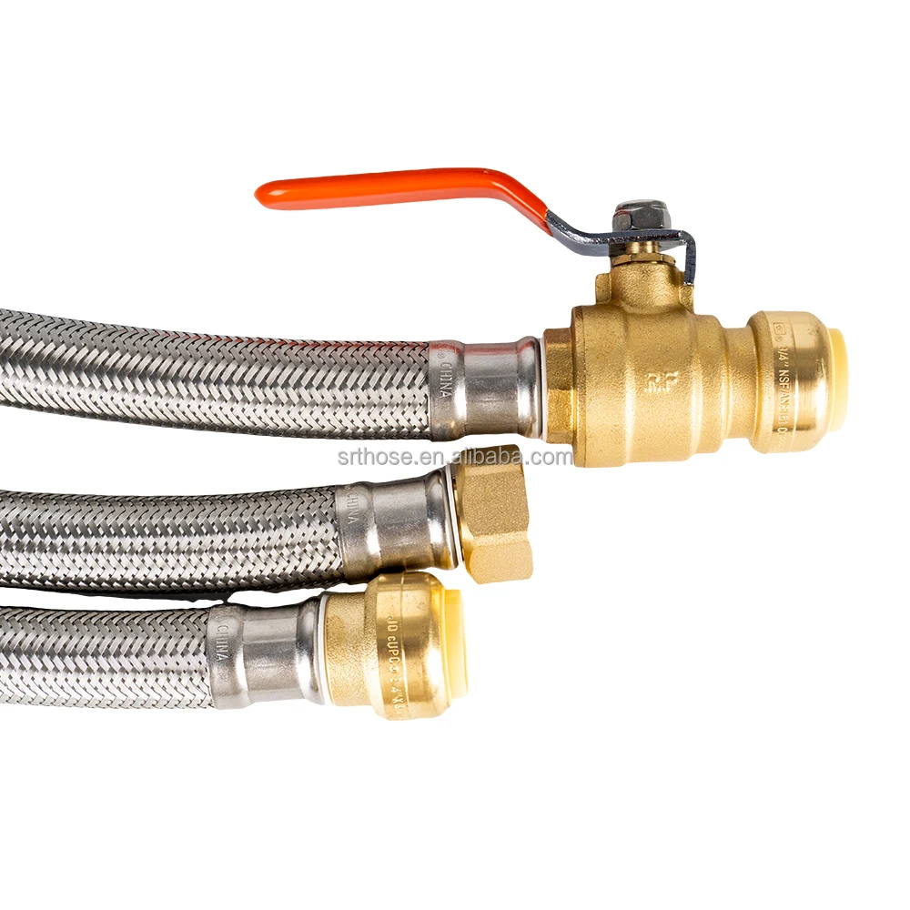 18' 24' Stainless Steel Braided Flexible Water Heater Connector with Ball Valve