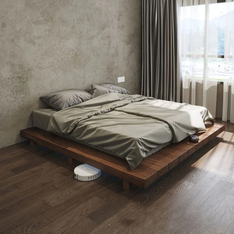 Japanese-style tatami bed floating bed frame tatami modern minimalist wabi-sabi platform double bed for bedroom furniture