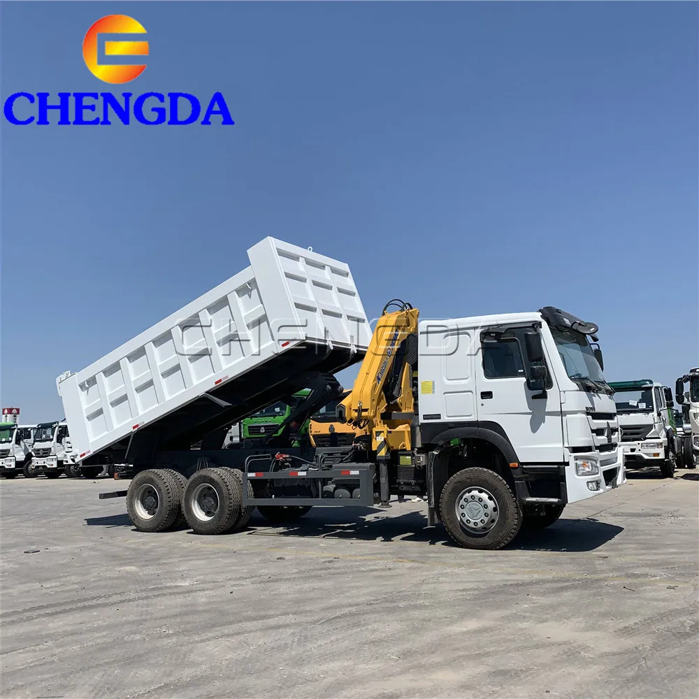 Cheap Low Price Stock Sino Truck Howo 50 Ton 8x4 5 Tons Mobile Crane Dump Truck with 10 12 Tons Lorry Truck Crane