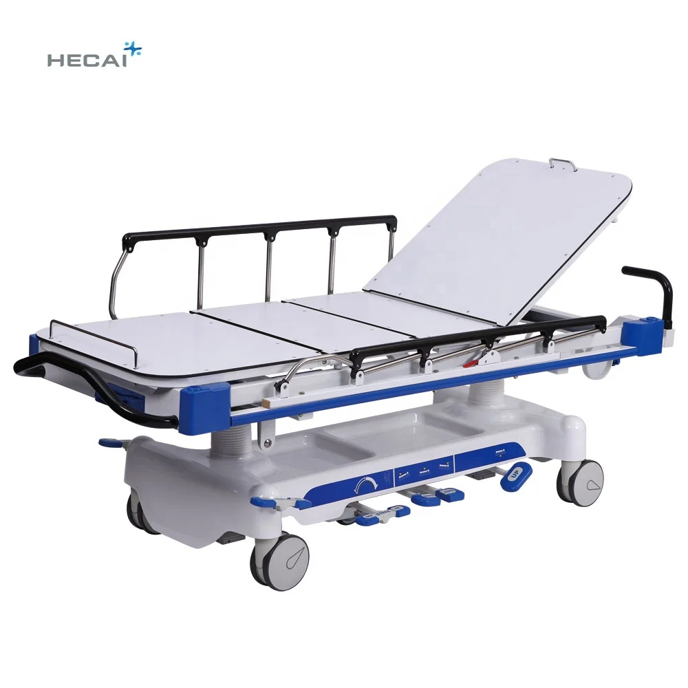 Hospital Medical Equipment 6 Function Hydraulic Stretcher Trolley Ambulance Bed Transport Cart  Stretcher Trolley For Patient