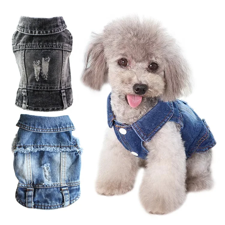 Summer Spring Autumn Fashion Solid Blue Jean Puppy Clothes Vest Small Denim Dog Pet Jacket