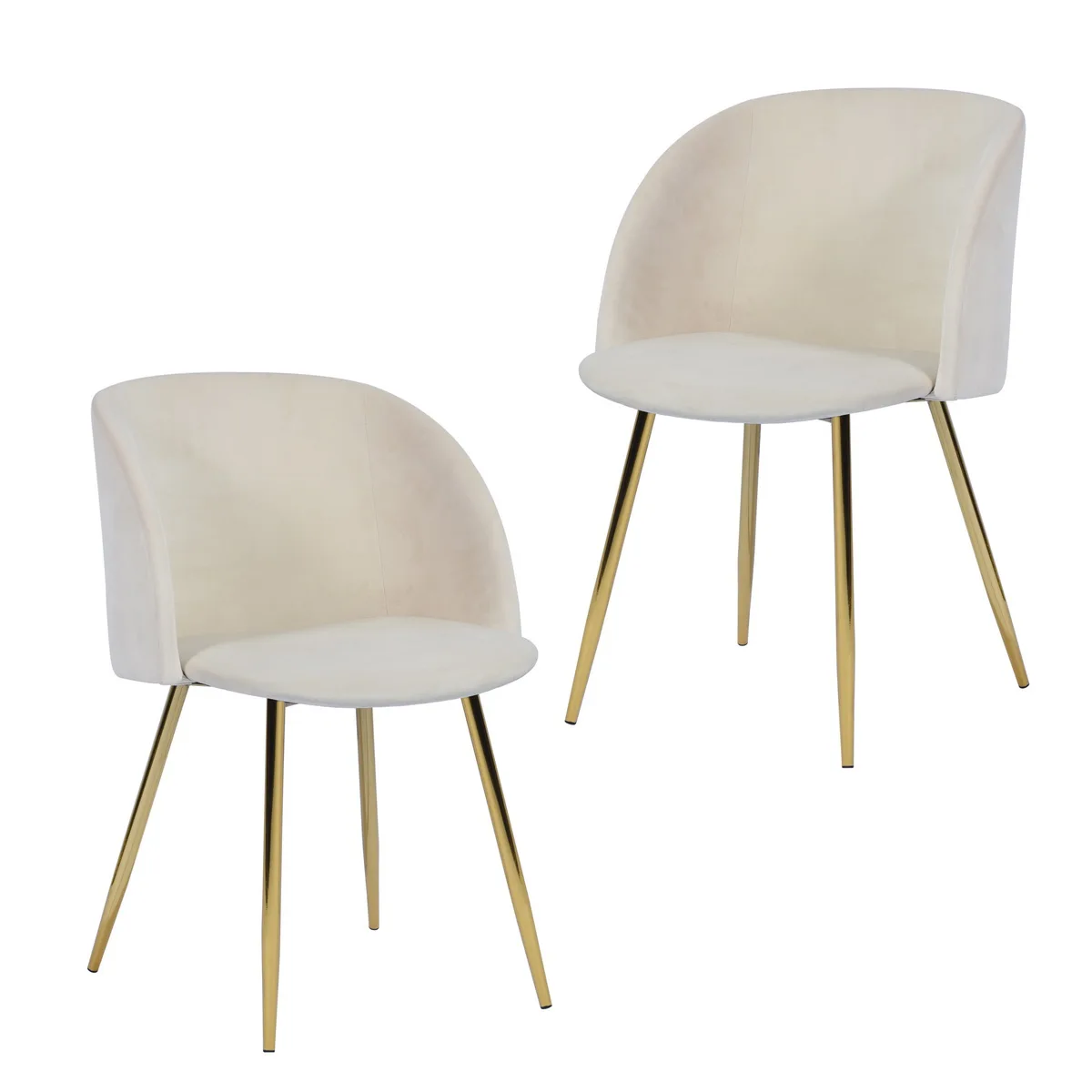 
OEM luxury comfortable soft nordic velvet dining chairs beige modern fabric living room chairs dining with gold legs 