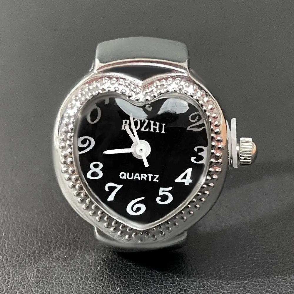 Hot selling Heart Shape lady Quartz Finger Ring Chain Couple Ring Quartz Watch Finger Gift Ring Watch