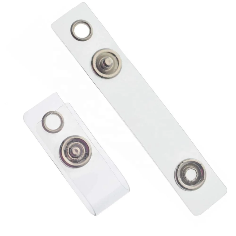 Double Hole Metal Badge Clips with Clear PVC Straps for ID Cards, Badge Holders, Name Tags  work badge clip