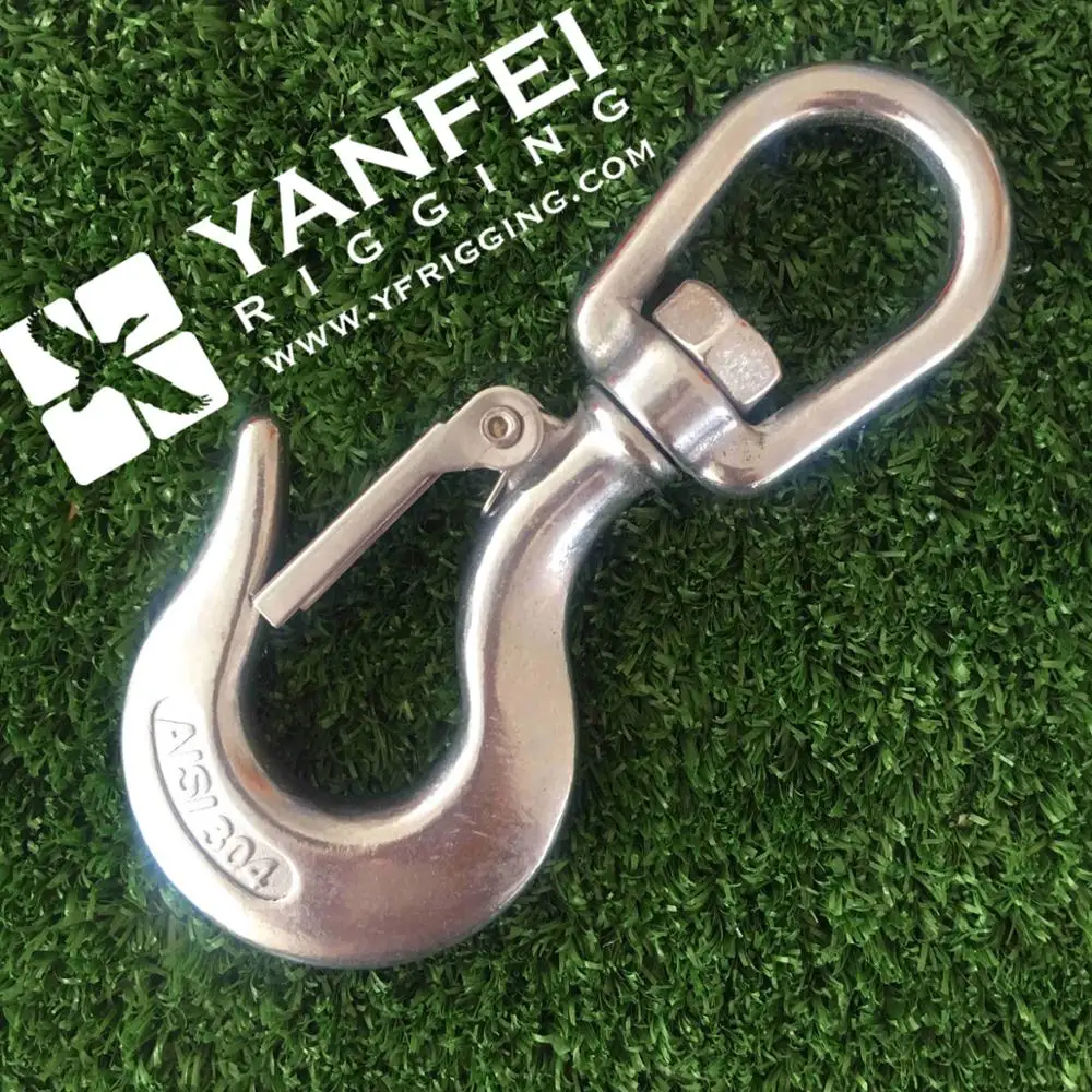 Swivel Lifting Hook, Clevis Hook Stainless Steel Rotatable Swivel Lifting Clevis Chain Hook with Safety Latch