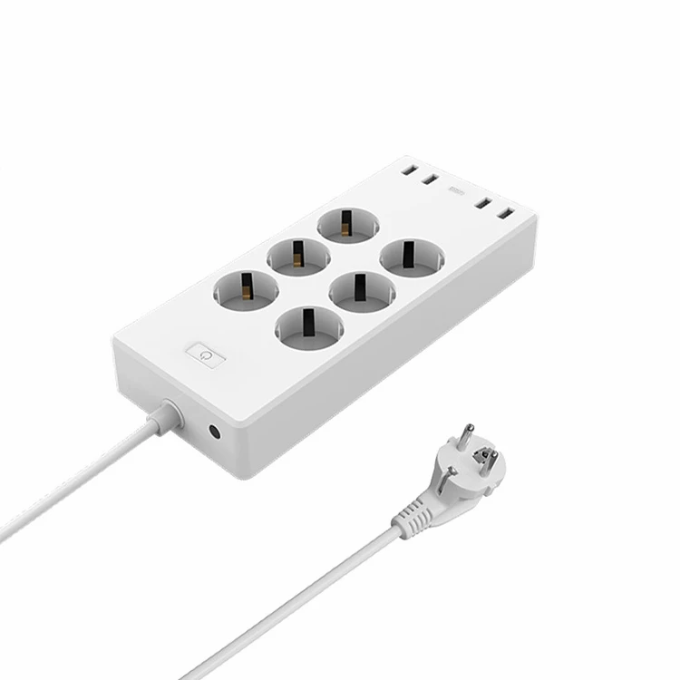 
Germany Style Speech Speaker Voice Control Smart WIFI Power Strip 6 Outlet 4 USB 